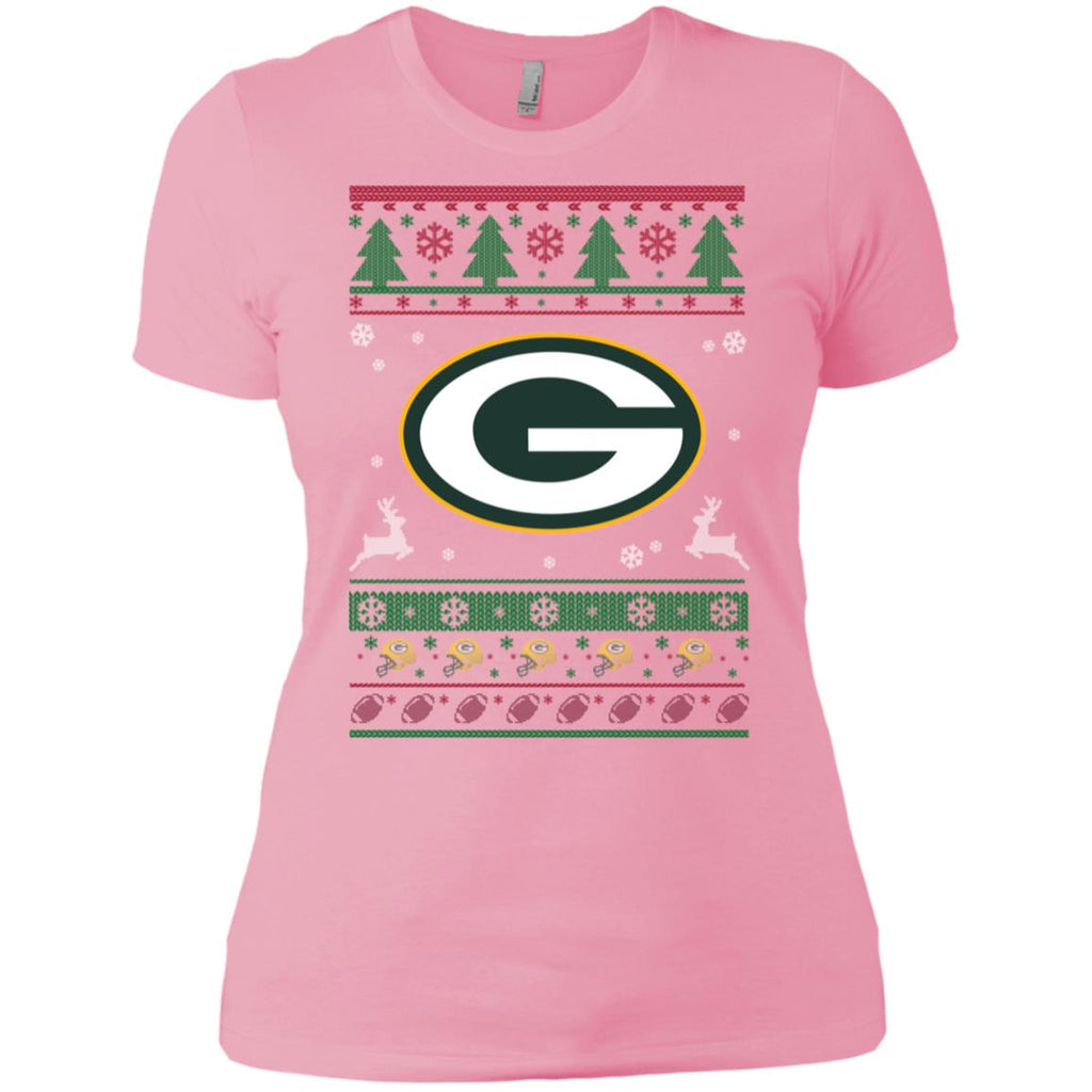 Green Bay Packers Logo Football Teams Ugly Christmas Sweater Women T-Shirt