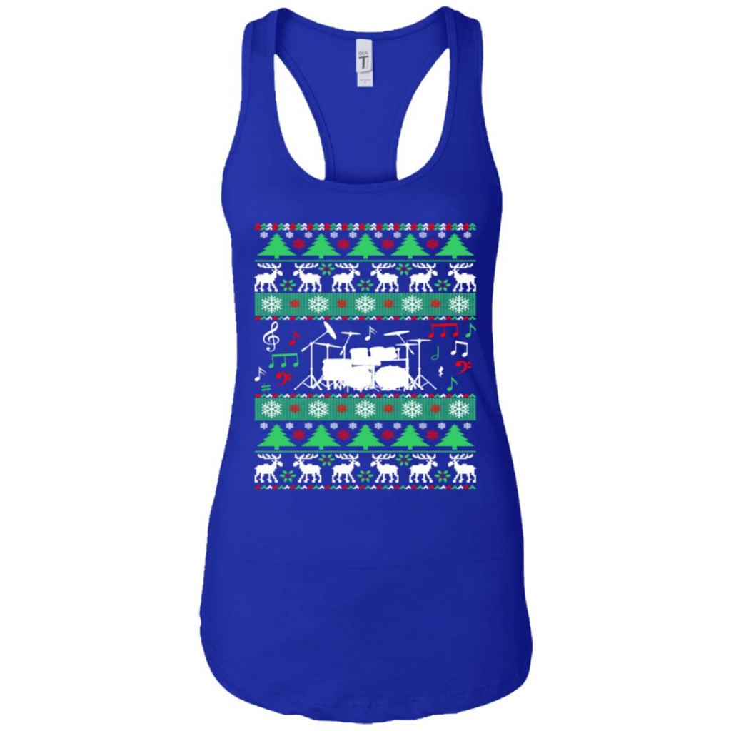 Drums Drummer Ugly Christmas Women Tank