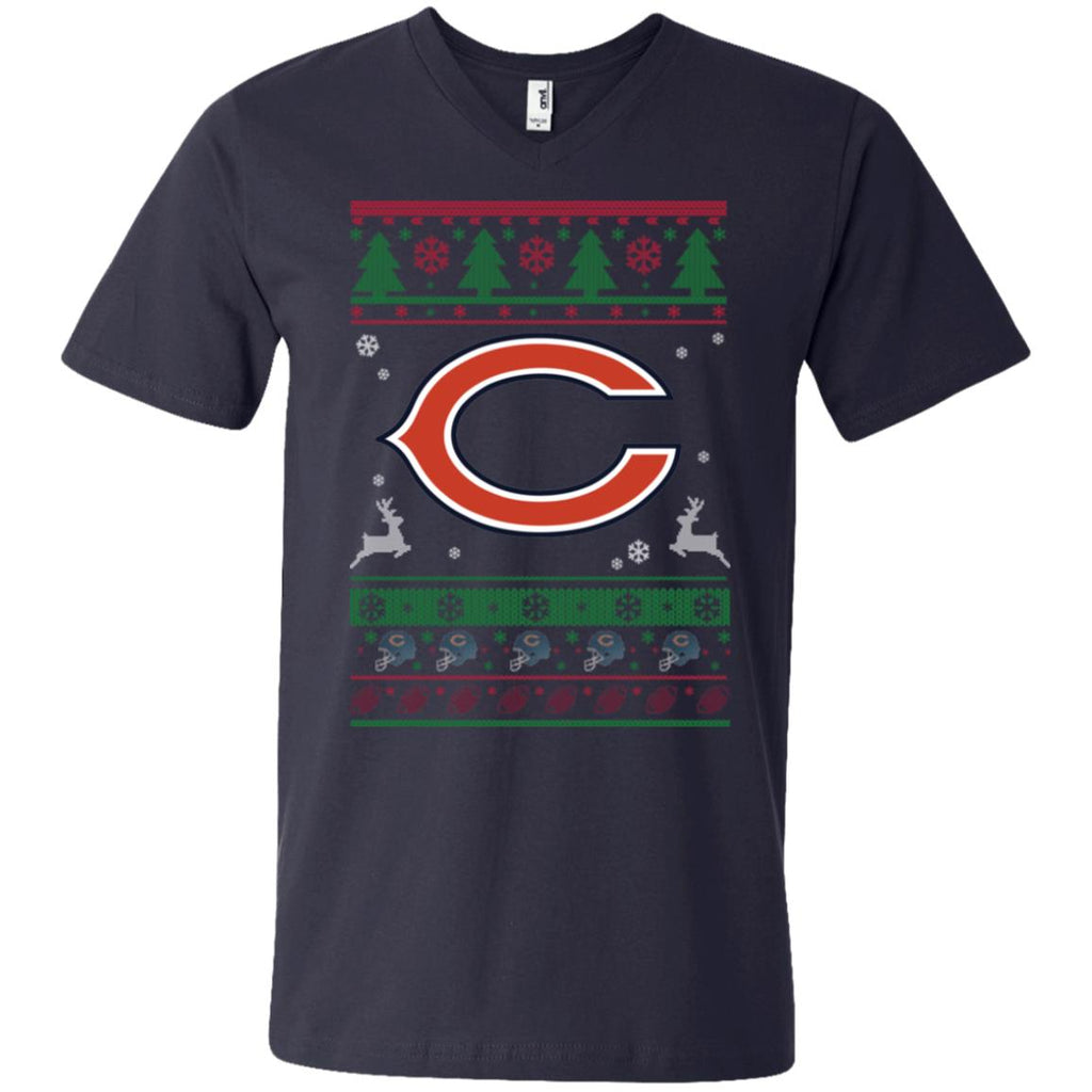 Chicago Bears Logo Football Teams Ugly Christmas Sweater Men V-Neck T-Shirt