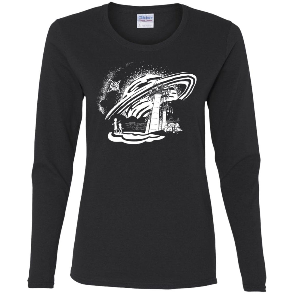 Rick And Morty Dimension 35-c Black And White Women Long Sleeve Shirt