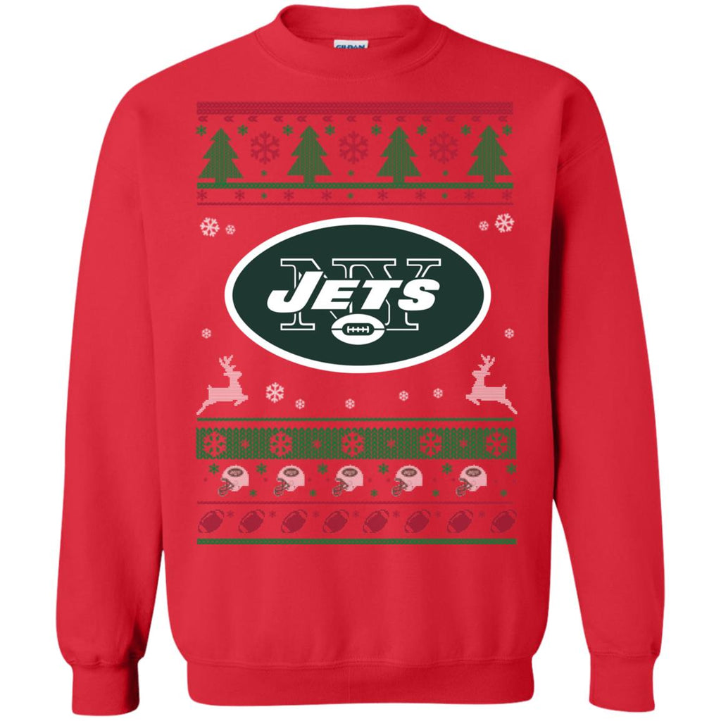 New York Jets Logo Football Teams Ugly Christmas Sweater Unisex Crewneck Pullover Sweatshirt