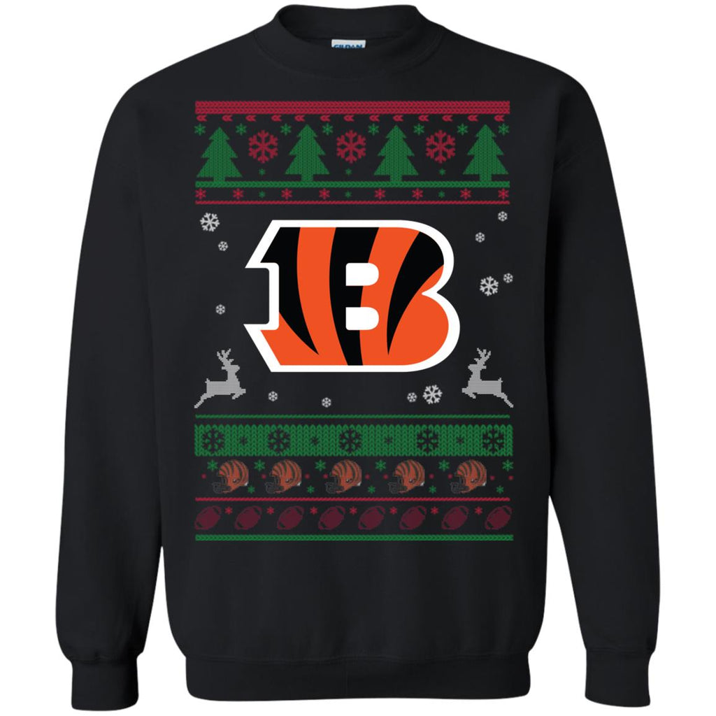 Cincinnati Bengals Logo Football Teams Ugly Christmas Sweater Unisex Crewneck Pullover Sweatshirt
