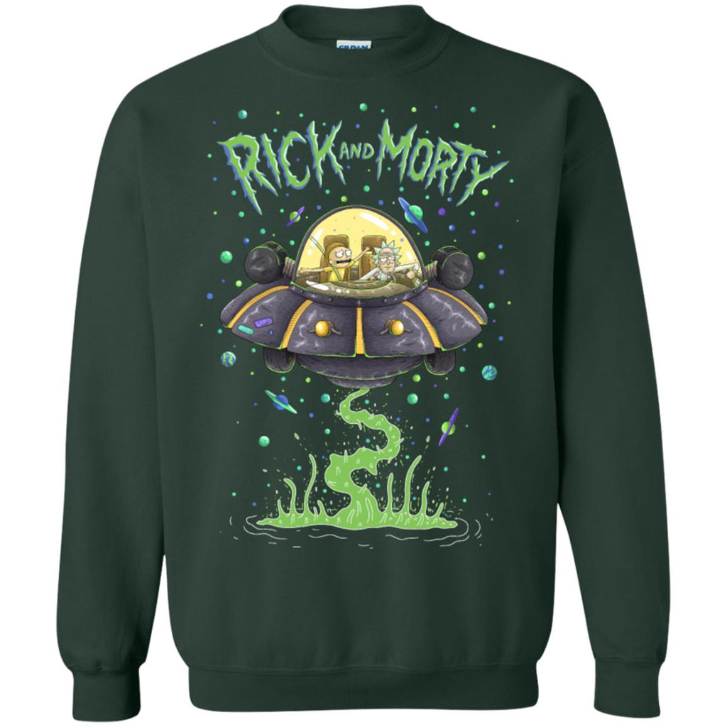 Rick And Morty Spaceship Illustration Unisex Crewneck Pullover Sweatshirt