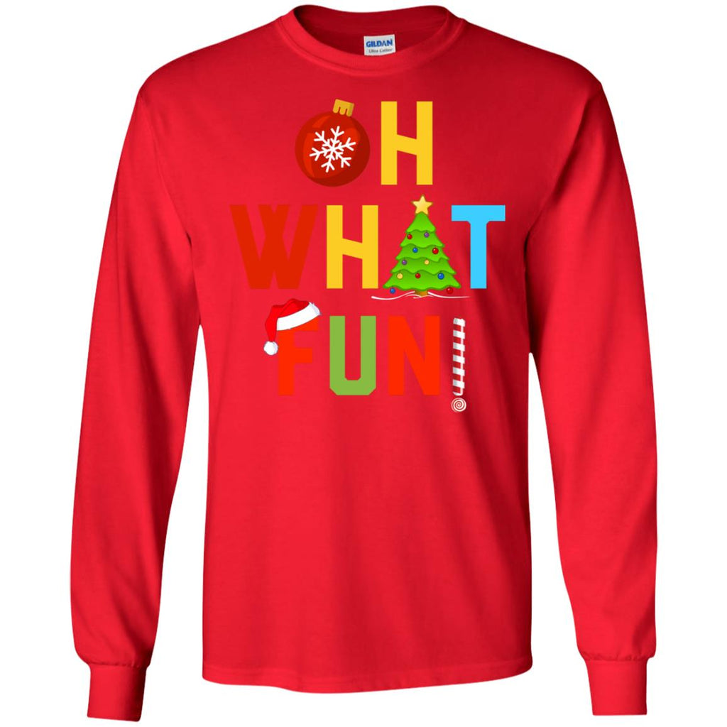 Oh What Fun Merry Christmas Men Long SLeeve Shirt