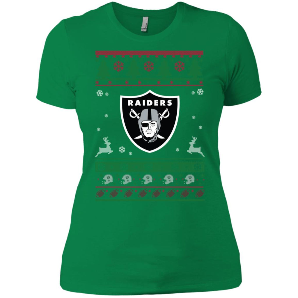 Oakland Raiders Logo Football Teams Ugly Christmas Sweater Women T-Shirt