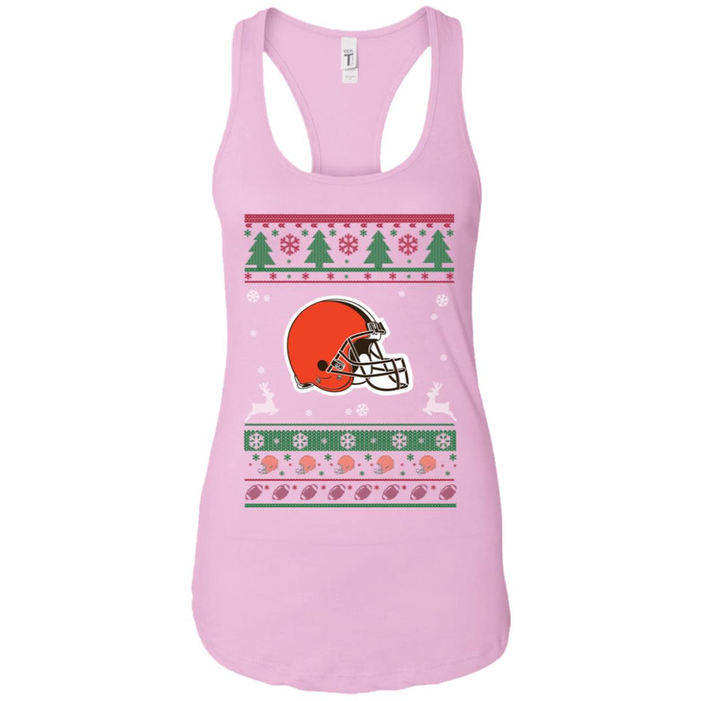 Cleveland Browns Logo Football Teams Ugly Christmas Sweater Women Tank