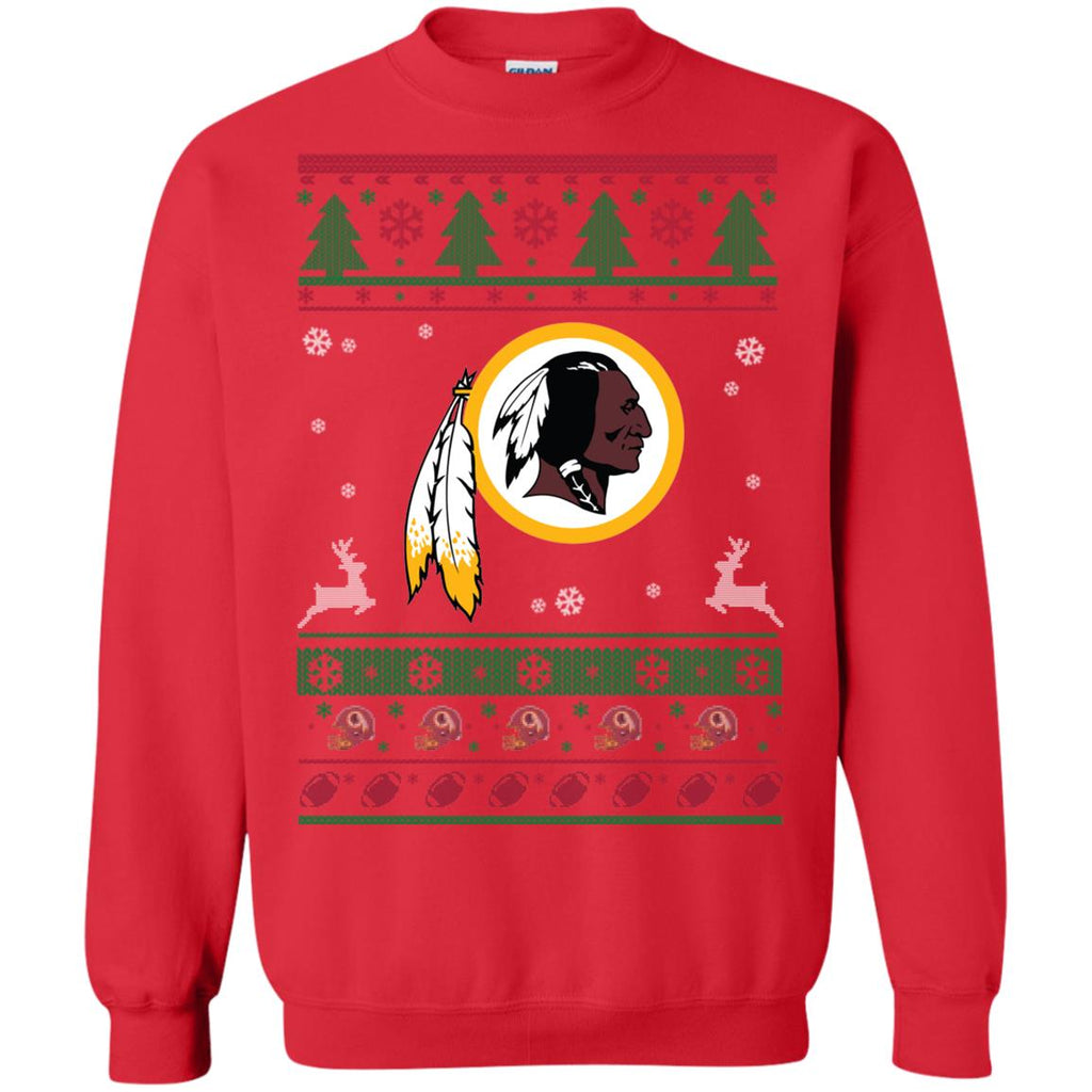Washington Redskins Logo Football Teams Ugly Christmas Sweater Unisex Crewneck Pullover Sweatshirt