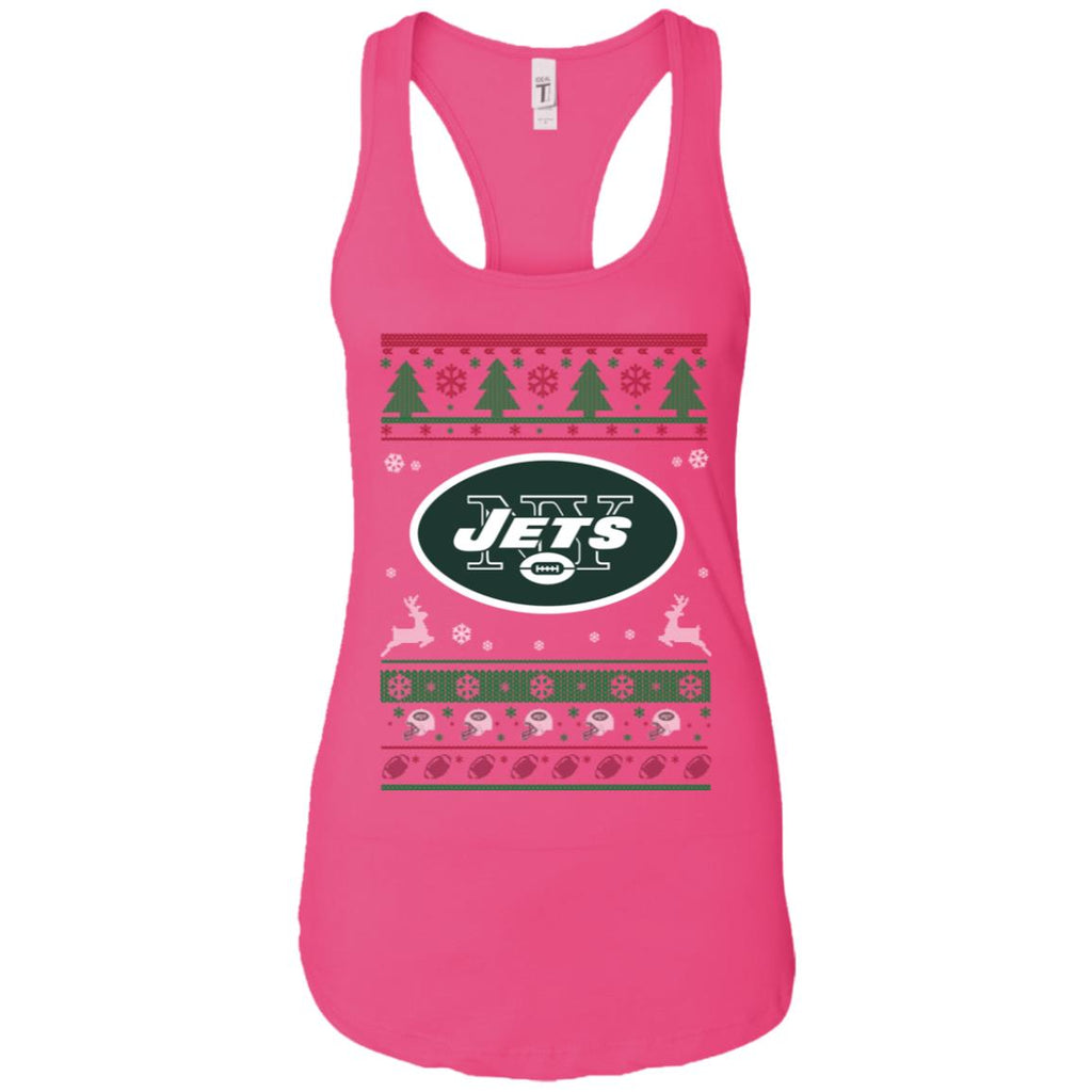 New York Jets Logo Football Teams Ugly Christmas Sweater Women Tank