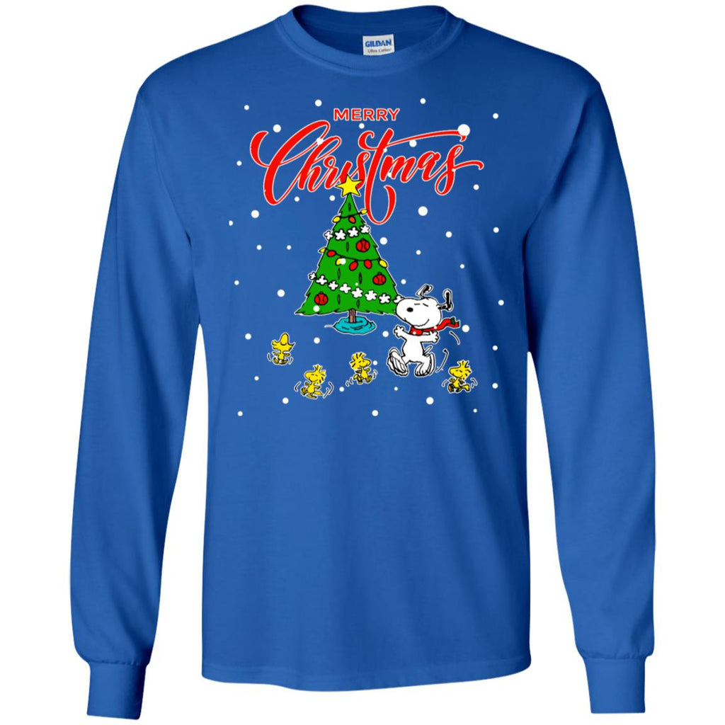 Peanuts-snoopy Christmas Tree Men Long SLeeve Shirt