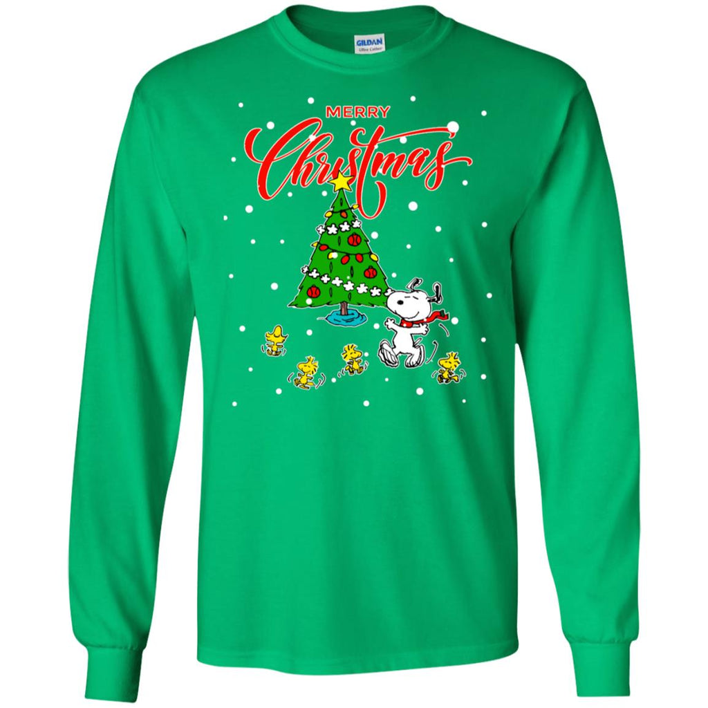 Peanuts-snoopy Christmas Tree Men Long SLeeve Shirt