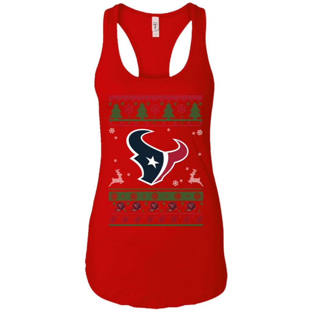 Houston Texans Logo Football Teams Ugly Christmas Sweater Women Tank