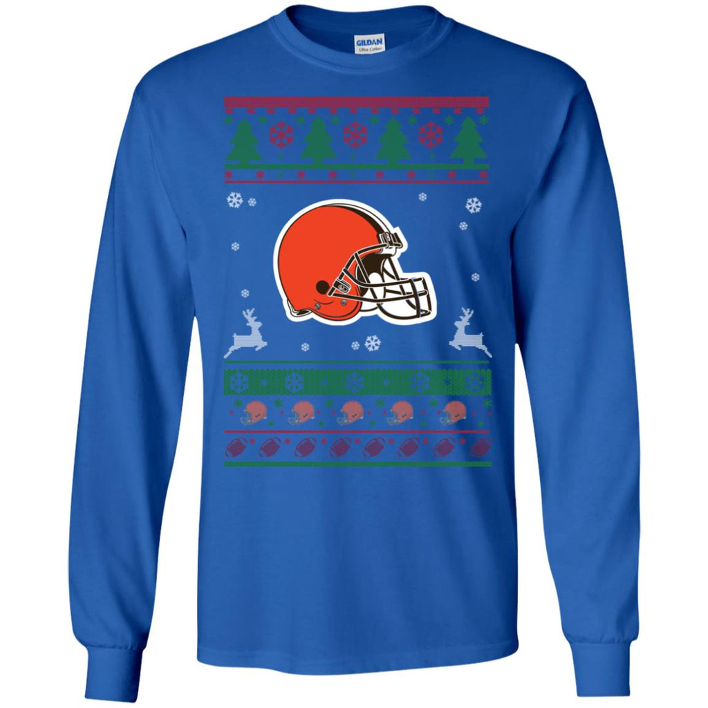 Cleveland Browns Logo Football Teams Ugly Christmas Sweater Men Long SLeeve Shirt