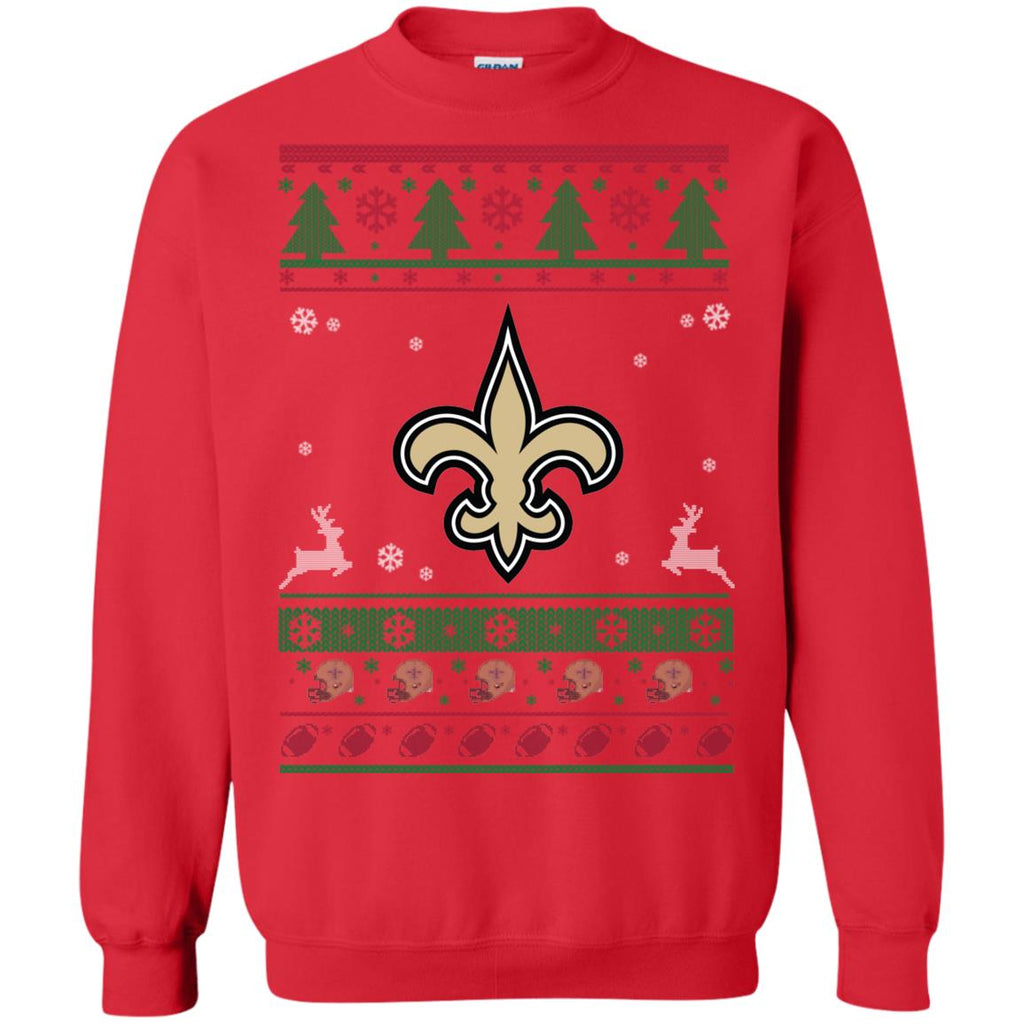 New Orleans Saints Logo Football Teams Ugly Christmas Sweater Unisex Crewneck Pullover Sweatshirt