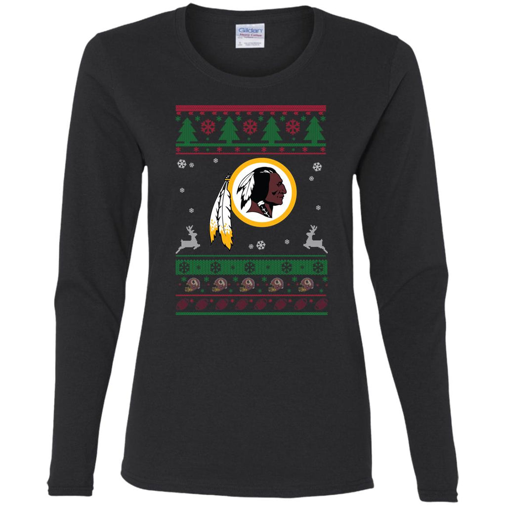 Washington Redskins Logo Football Teams Ugly Christmas Sweater Women Long Sleeve Shirt