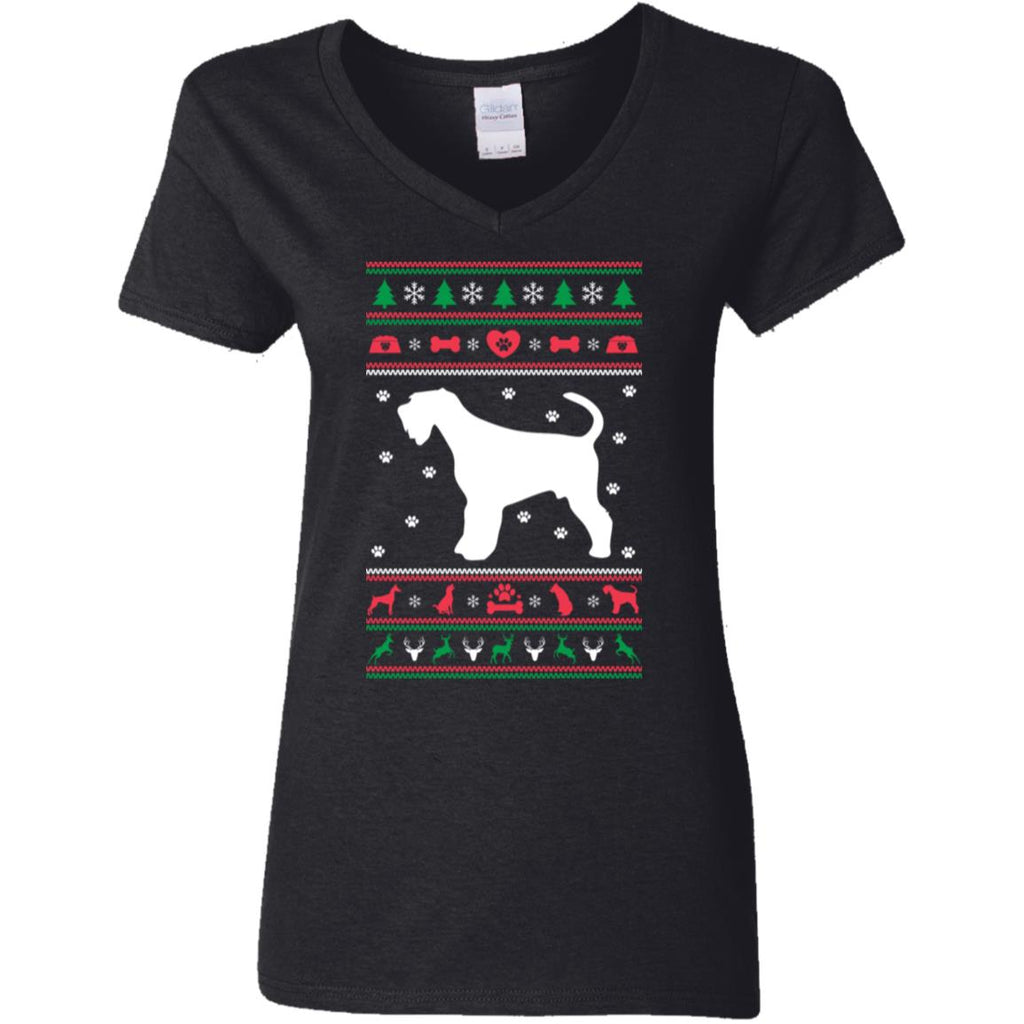 Christmas Airedale Dog Women V-Neck T-Shirt