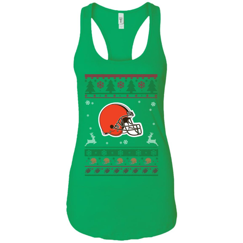 Cleveland Browns Logo Football Teams Ugly Christmas Sweater Women Tank