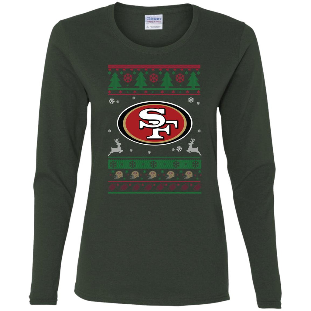 San Francisco 49ers Logo Football Teams Ugly Christmas Sweater Women Long Sleeve Shirt