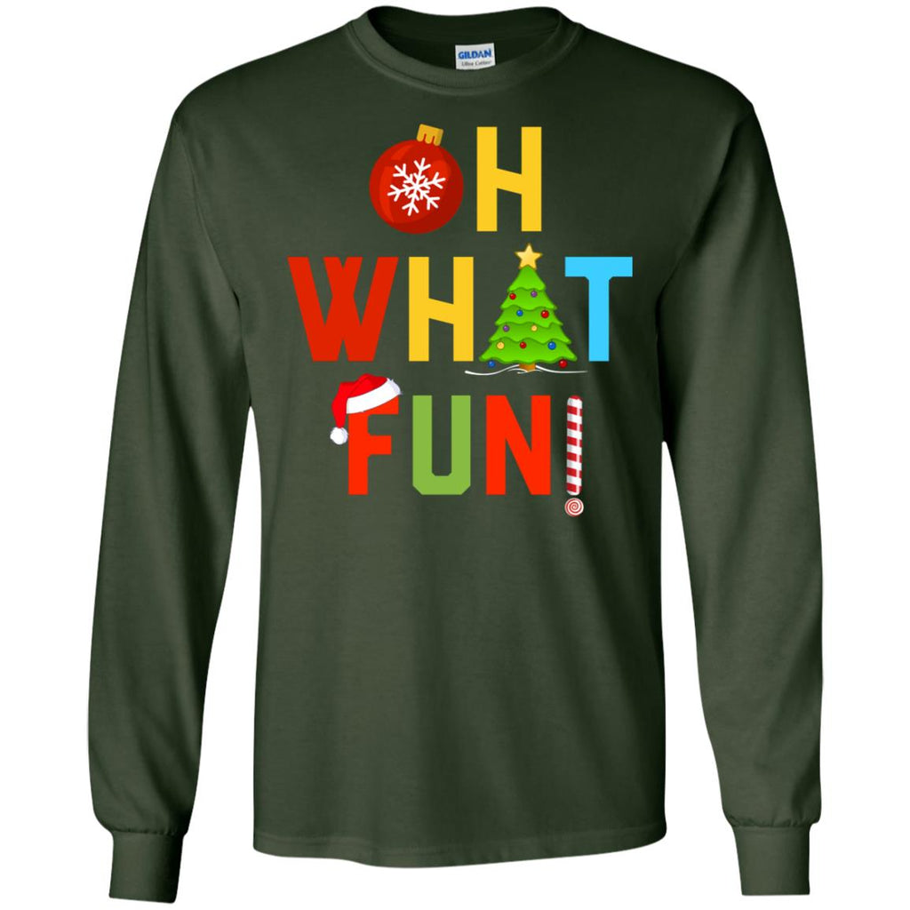 Oh What Fun Merry Christmas Men Long SLeeve Shirt