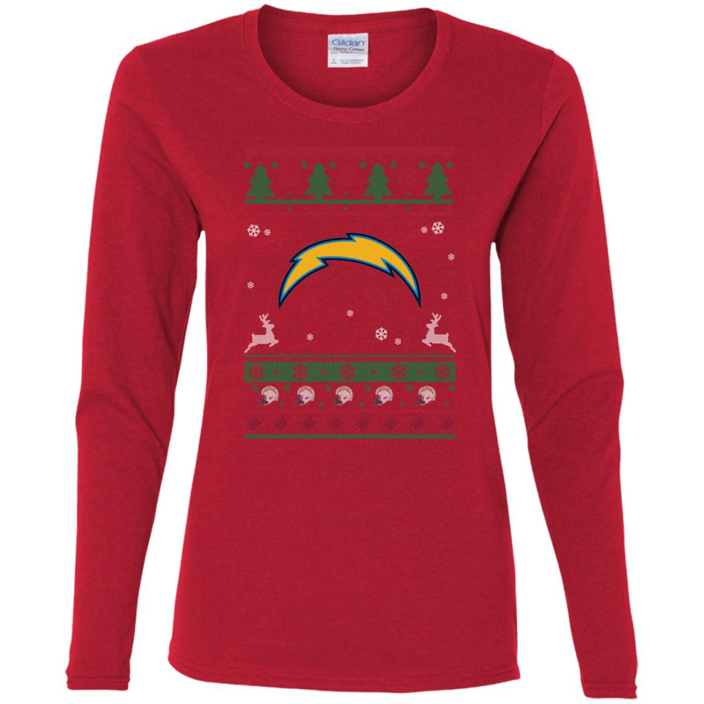 Los Angeles Chargers Logo Football Teams Ugly Christmas Sweater Women Long Sleeve Shirt