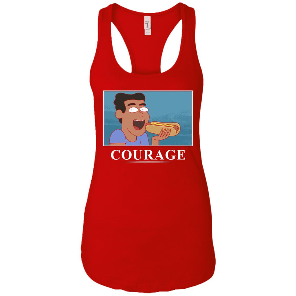 Rick And Morty Courage Is Eating A Hot Dog Women Tank