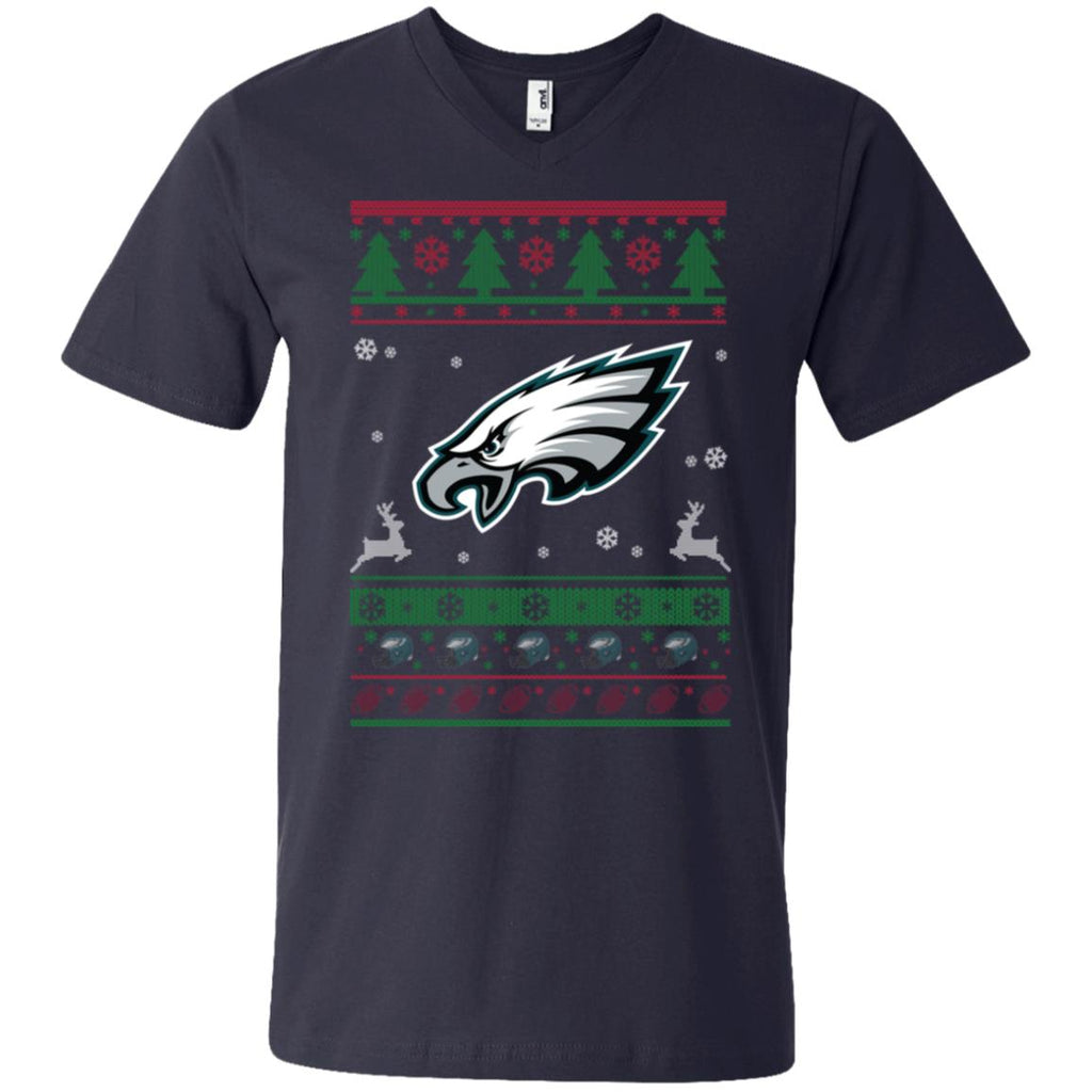 Philadelphia Eagles Logo Football Teams Ugly Christmas Sweater Men V-Neck T-Shirt