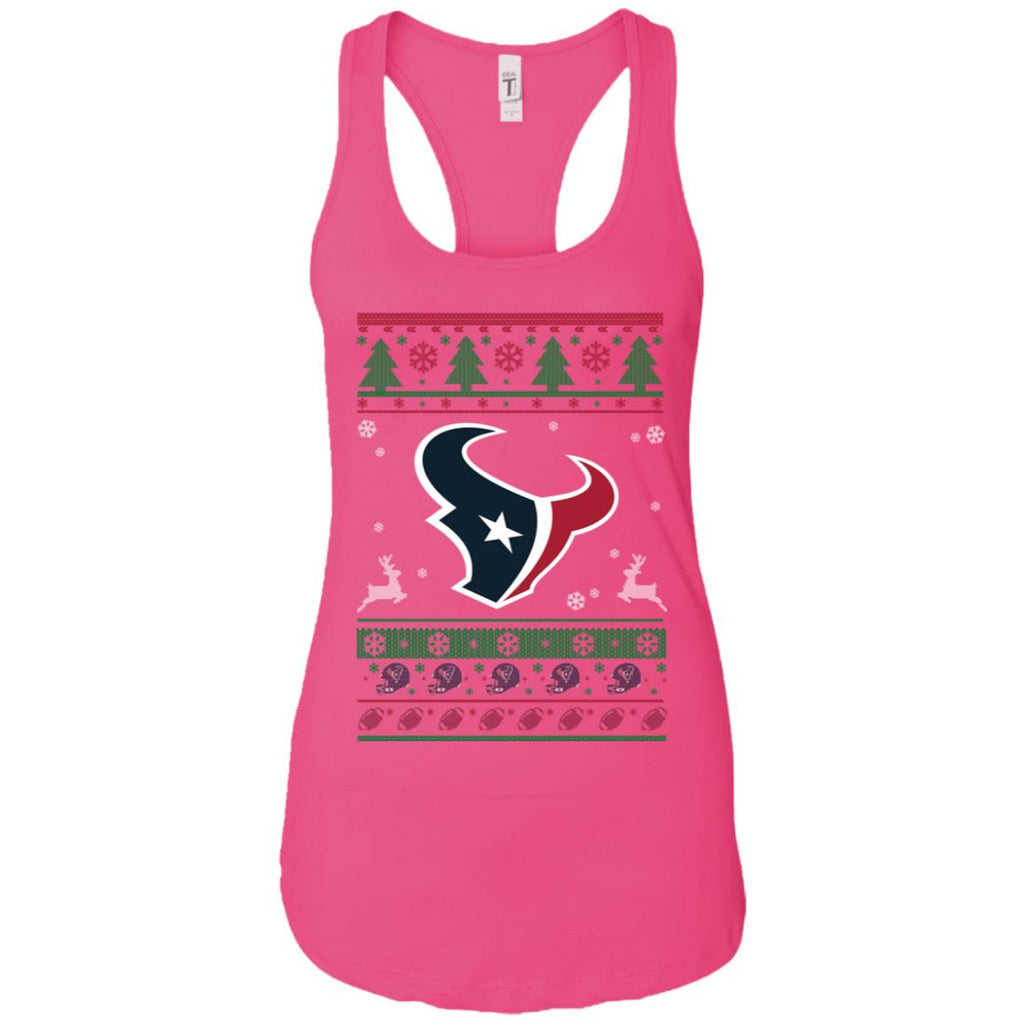 Houston Texans Logo Football Teams Ugly Christmas Sweater Women Tank