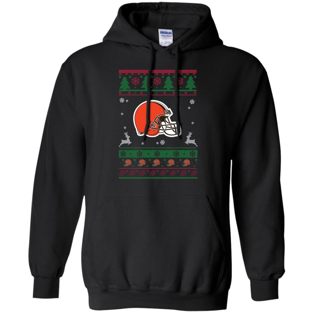 Cleveland Browns Logo Football Teams Ugly Christmas Sweater Men Pullover Hoodie