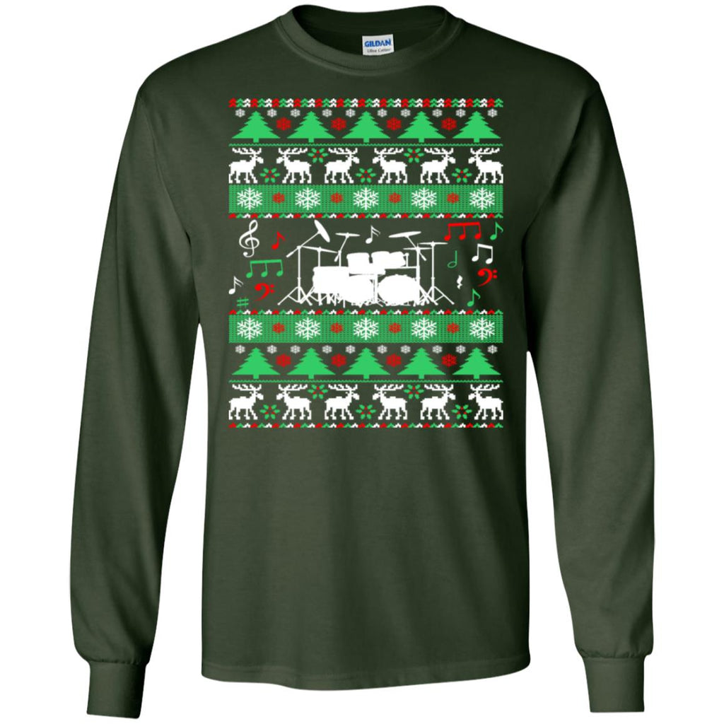 Drums Drummer Ugly Christmas Men Long SLeeve Shirt
