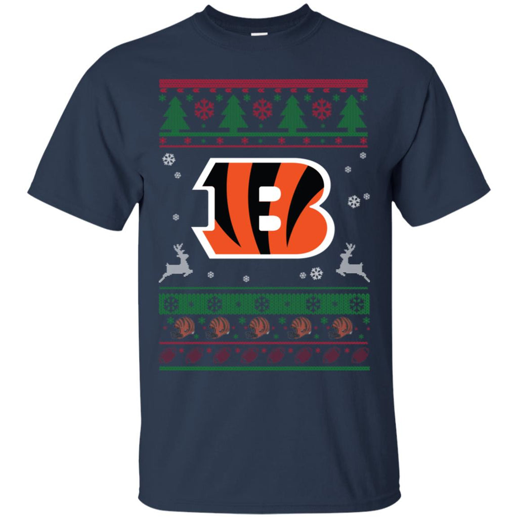 Cincinnati Bengals Logo Football Teams Ugly Christmas Sweater Men T-Shirt