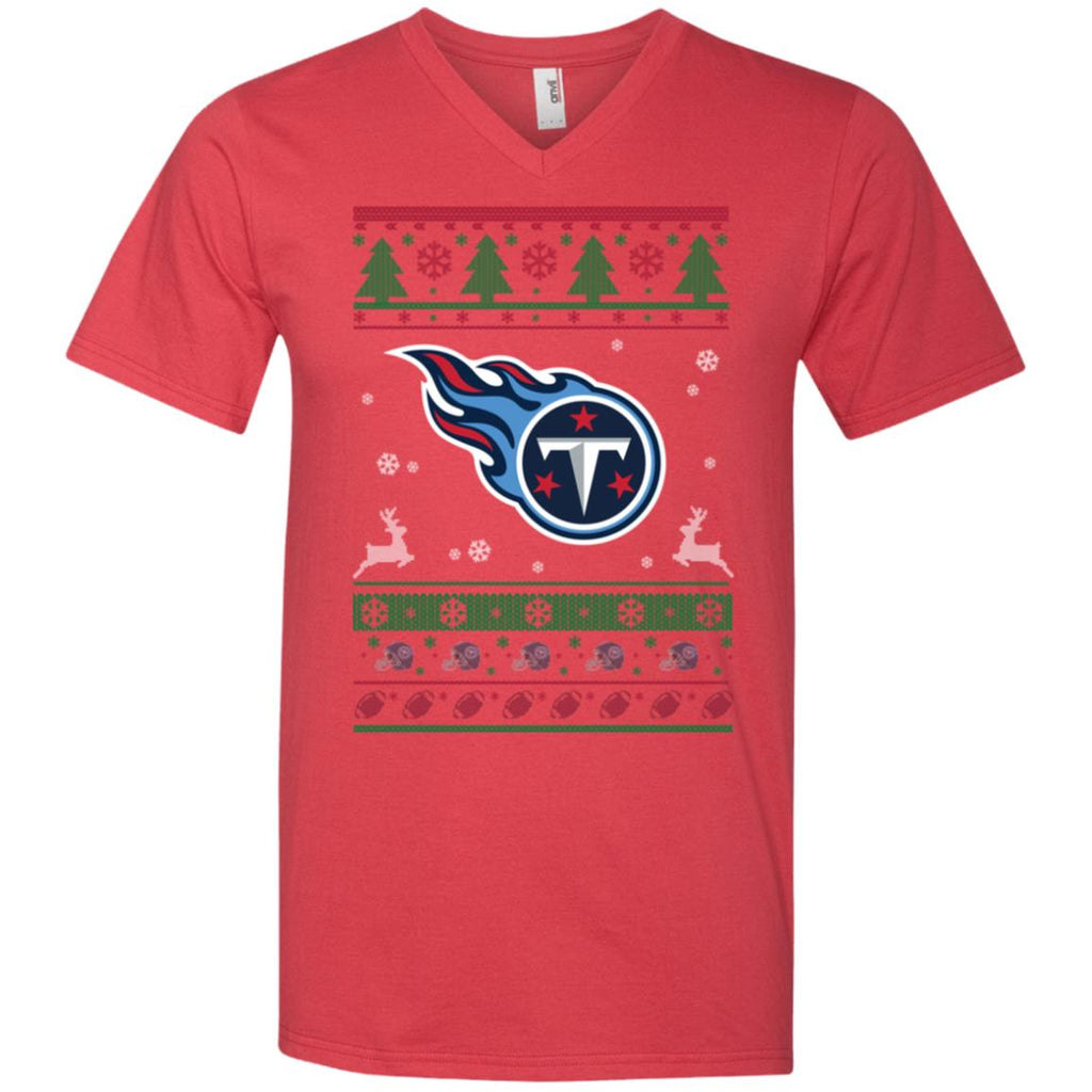 Tennessee Titans Logo Football Teams Ugly Christmas Sweater Men V-Neck T-Shirt