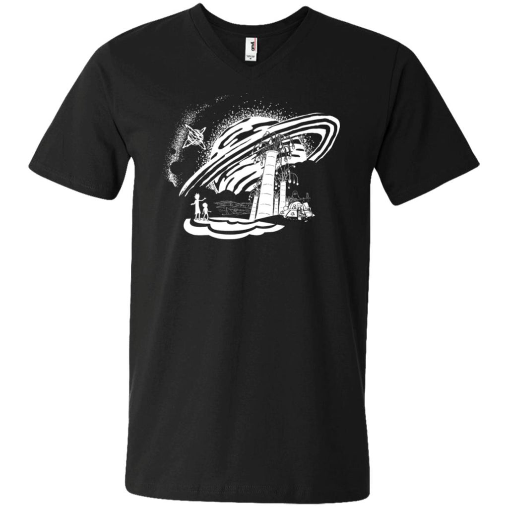 Rick And Morty Dimension 35-c Black And White Men V-Neck T-Shirt