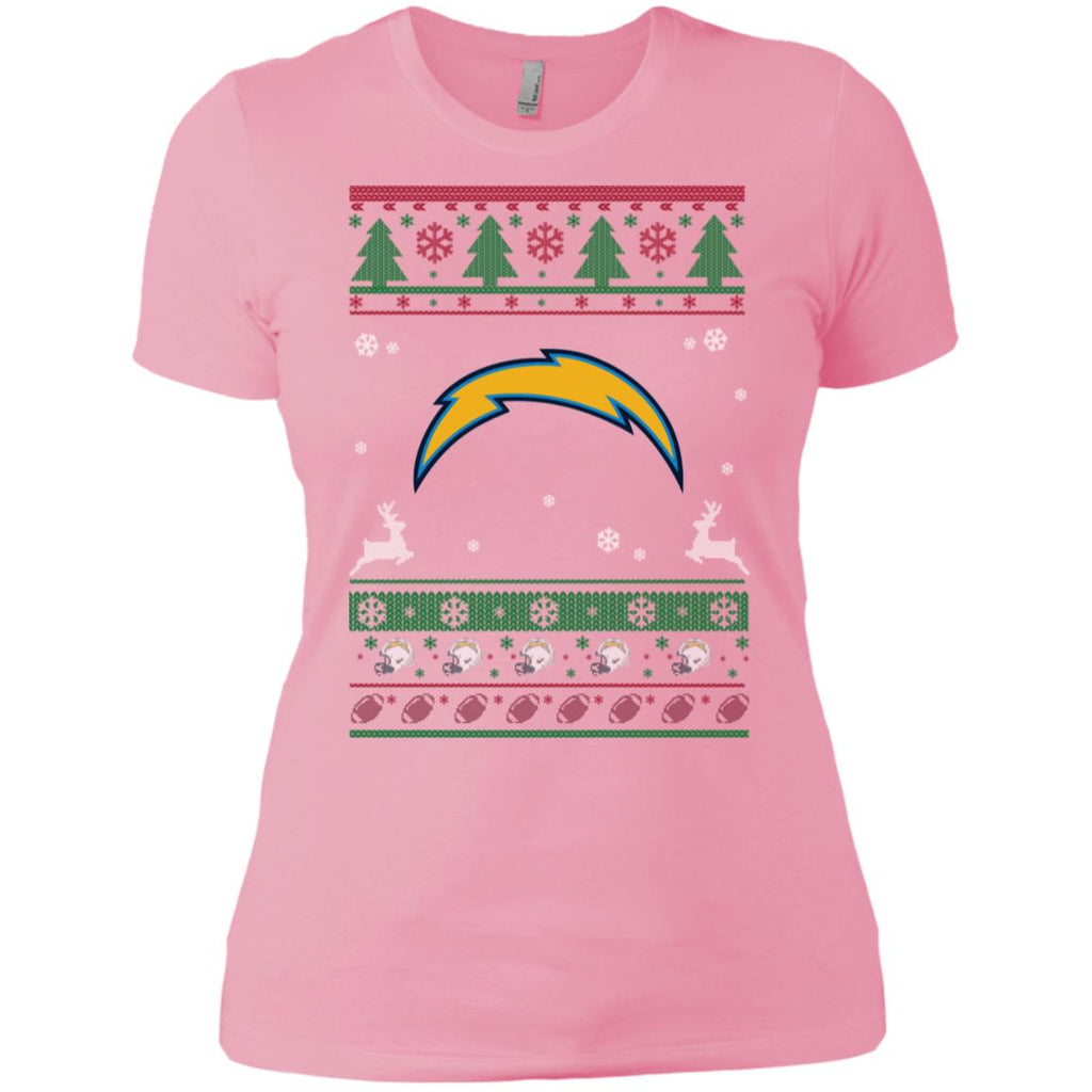 Los Angeles Chargers Logo Football Teams Ugly Christmas Sweater Women T-Shirt