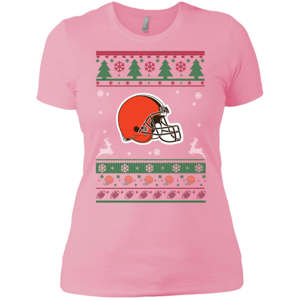 Cleveland Browns Logo Football Teams Ugly Christmas Sweater Women T-Shirt