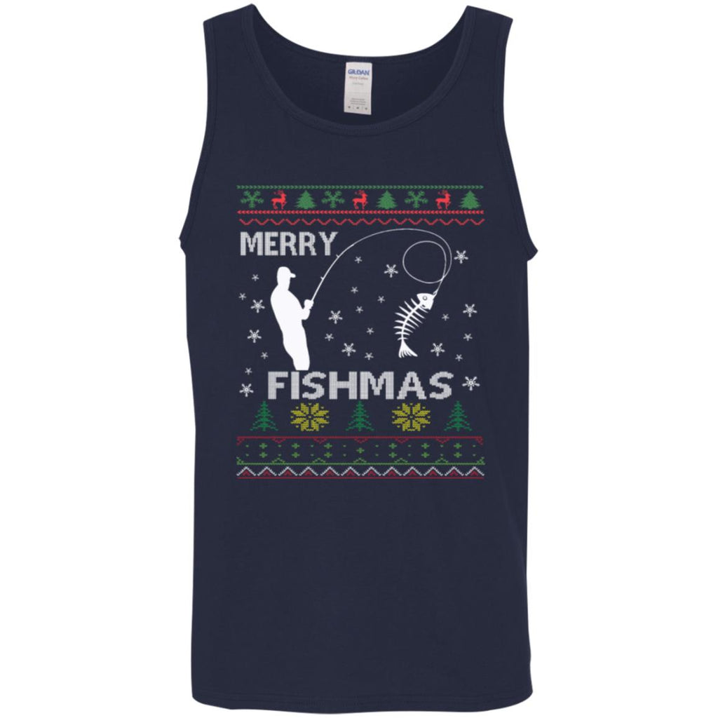 Merry Fishmas Ugly Christmas Men Tank Top