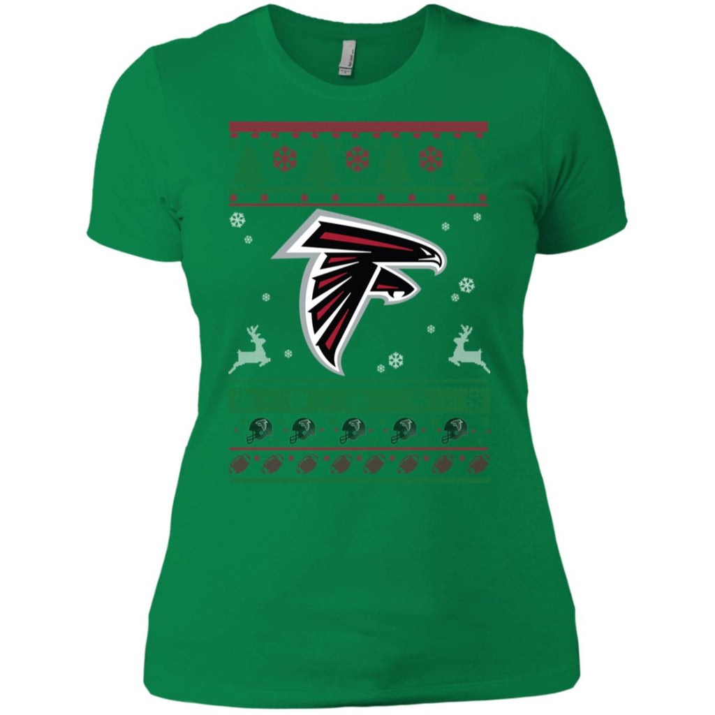 Atlanta Falcons Logo Football Teams Ugly Christmas Sweater Women T-Shirt