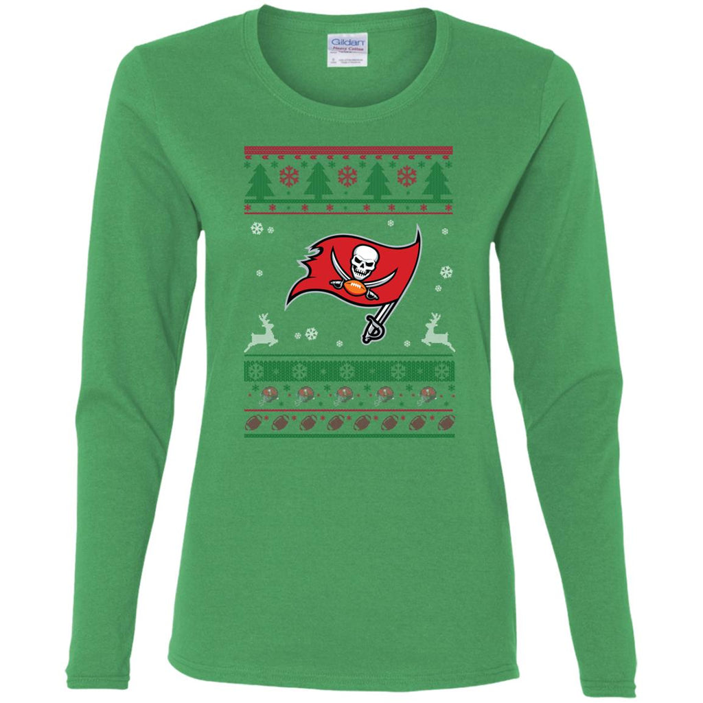 Tampa Bay Buccaneers Logo Football Teams Ugly Christmas Sweater Women Long Sleeve Shirt