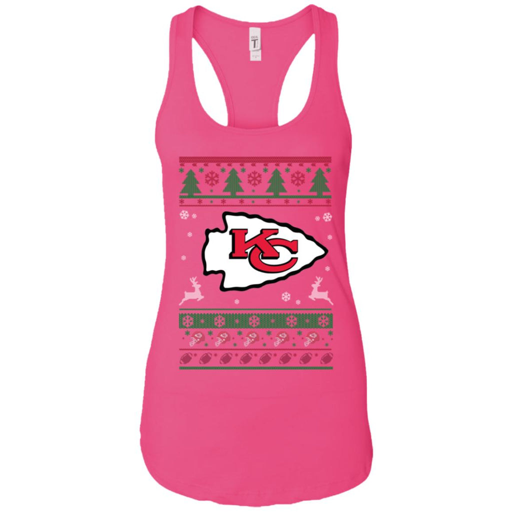 Kansas City Chiefs Logo Football Teams Ugly Christmas Sweater Women Tank