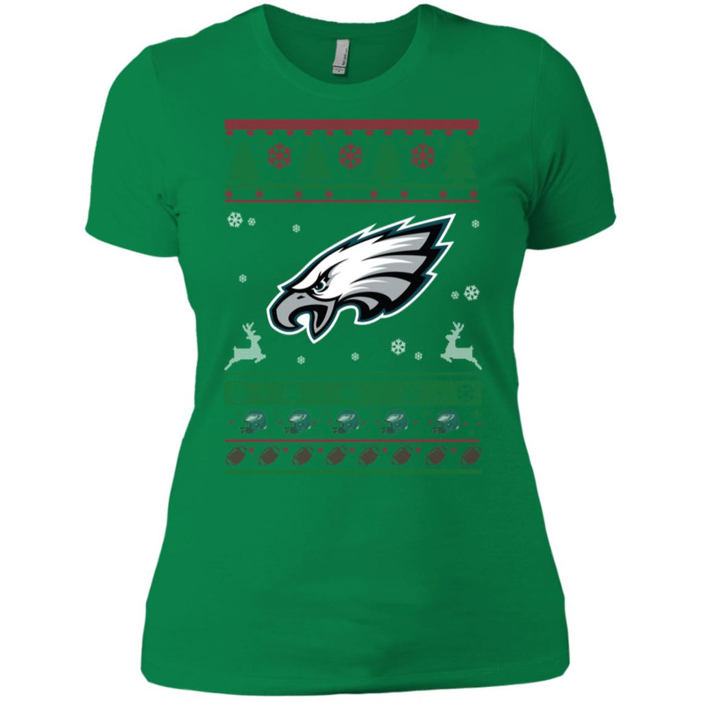 Philadelphia Eagles Logo Football Teams Ugly Christmas Sweater Women T-Shirt