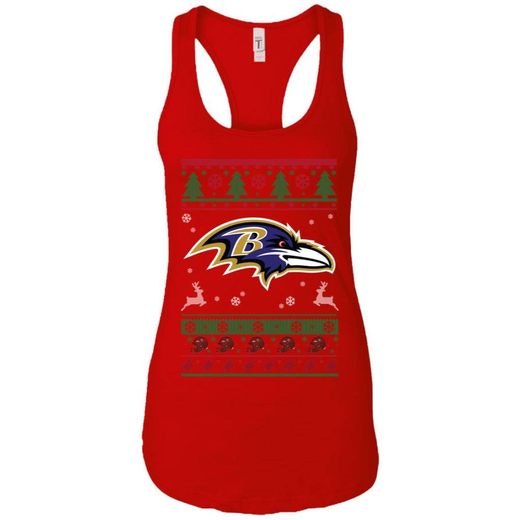 Baltimore Ravens Logo Football Teams Ugly Christmas Sweater Women Tank