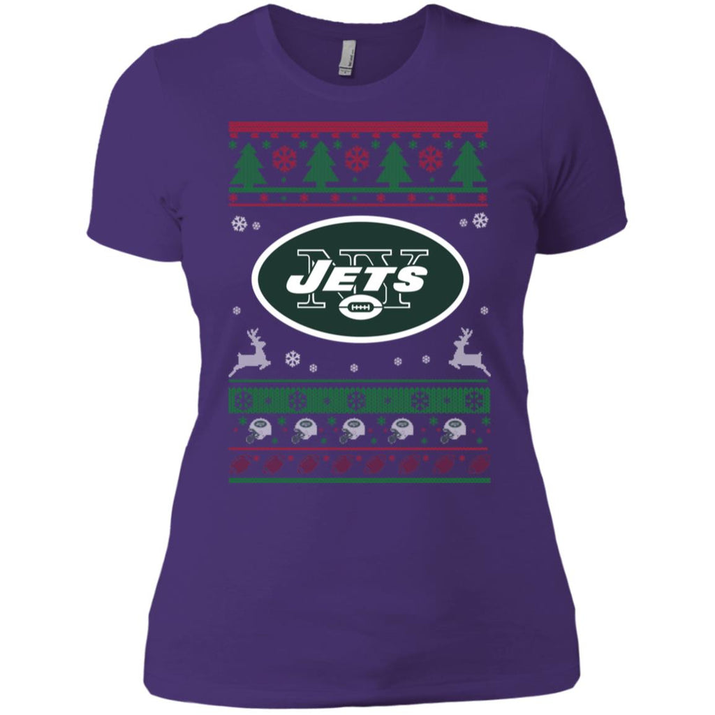 New York Jets Logo Football Teams Ugly Christmas Sweater Women T-Shirt