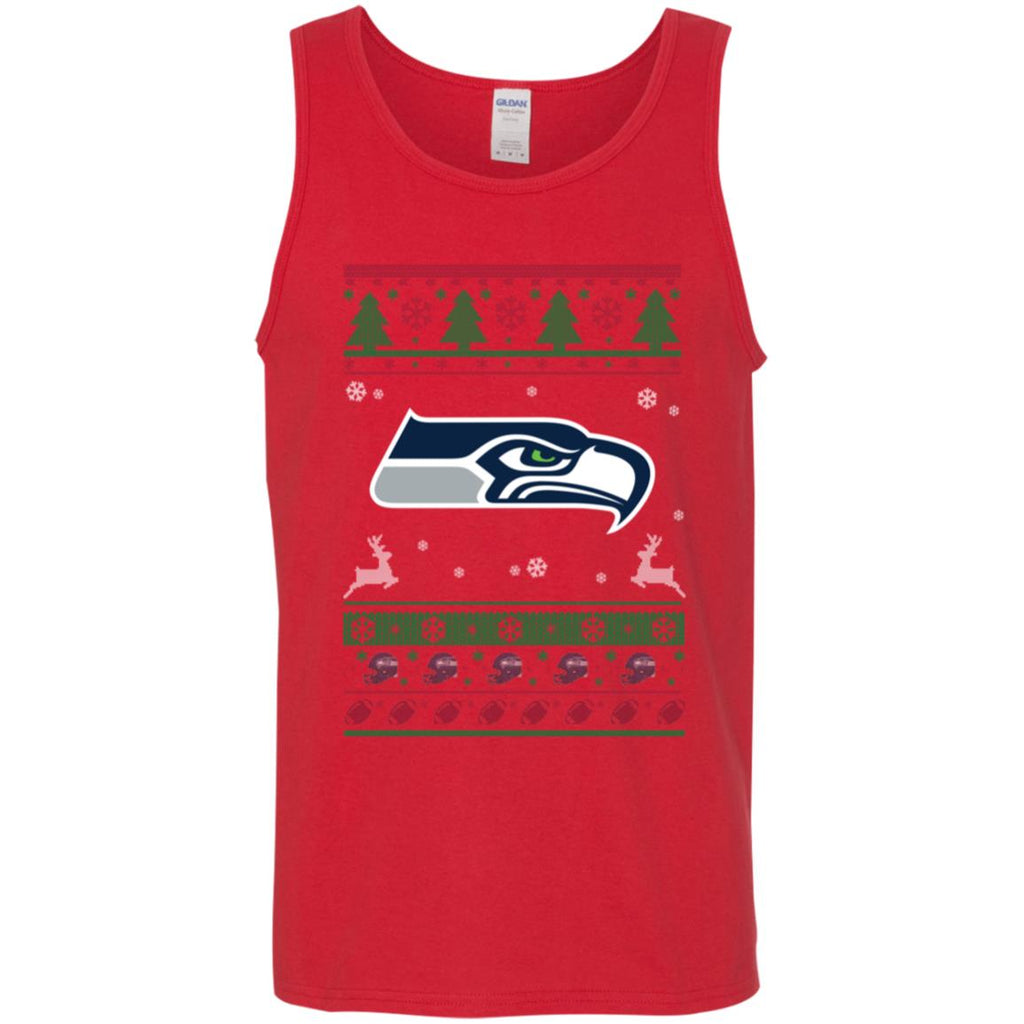 Seattle Seahawks Logo Football Teams Ugly Christmas Sweater Men Tank Top