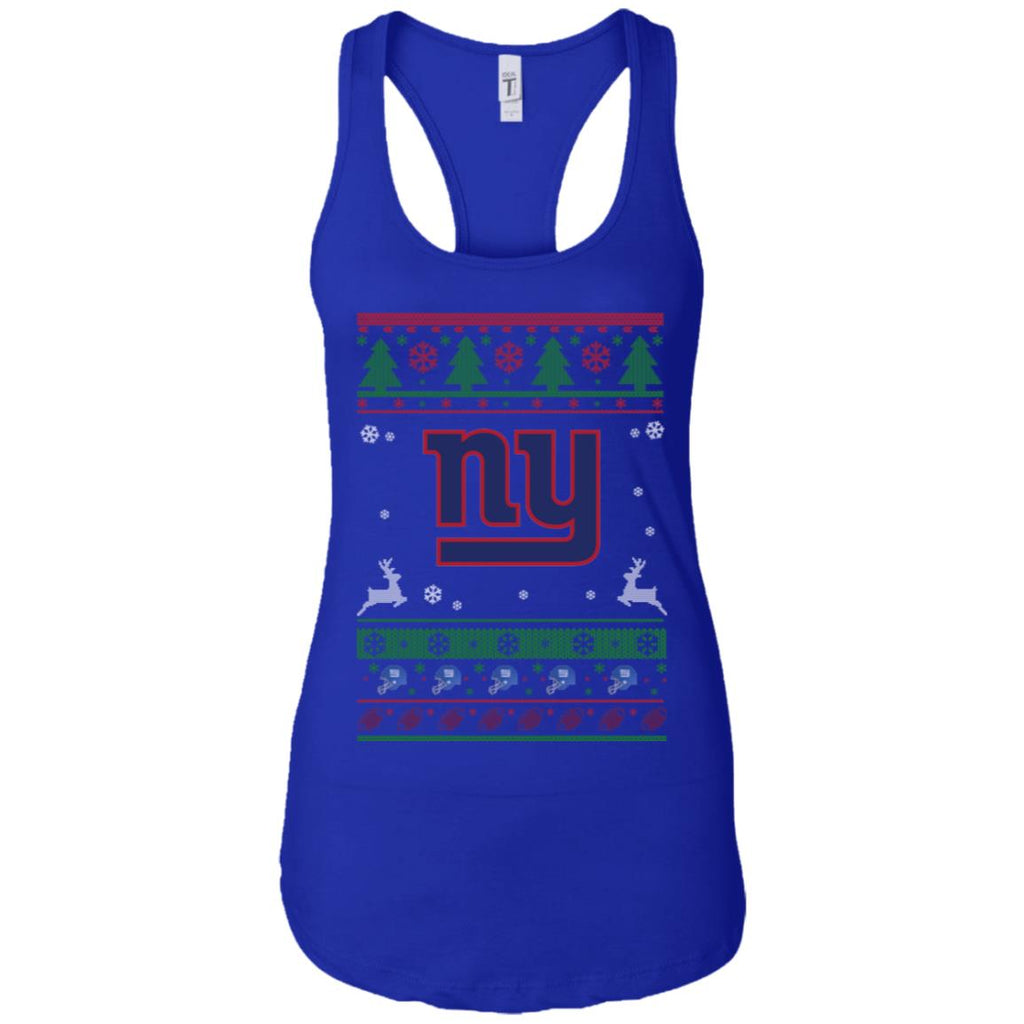 New York Giants Logo Football Teams Ugly Christmas Sweater Women Tank