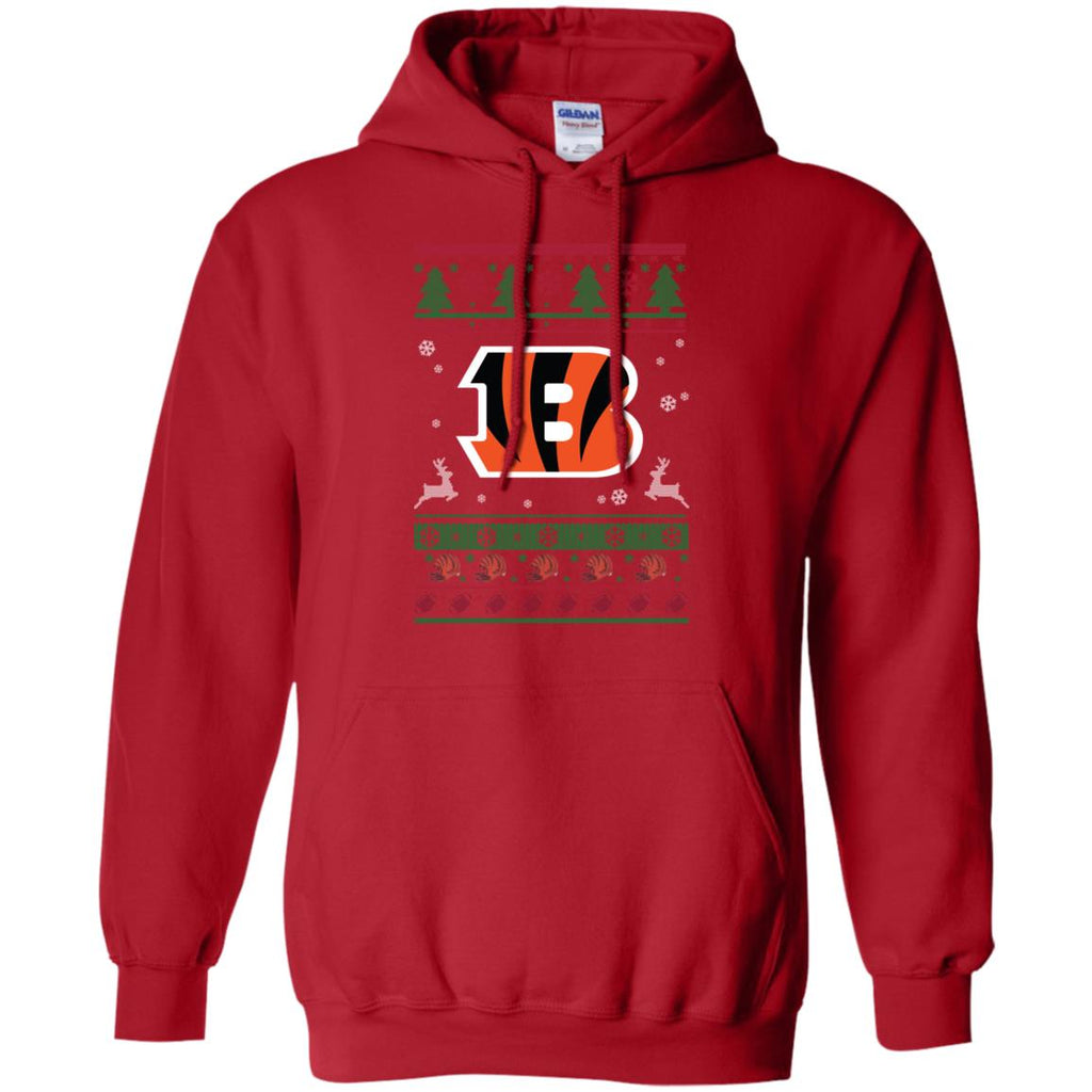 Cincinnati Bengals Logo Football Teams Ugly Christmas Sweater Men Pullover Hoodie