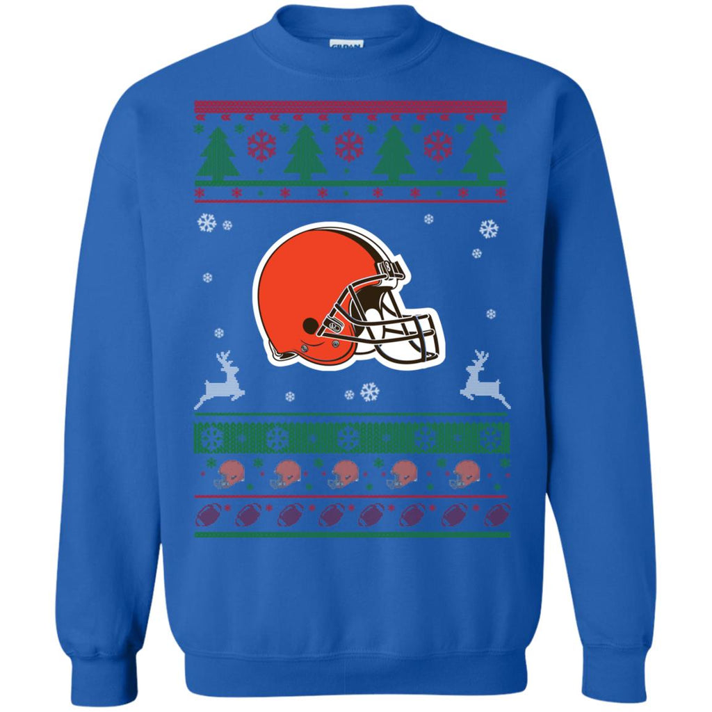 Cleveland Browns Logo Football Teams Ugly Christmas Sweater Unisex Crewneck Pullover Sweatshirt