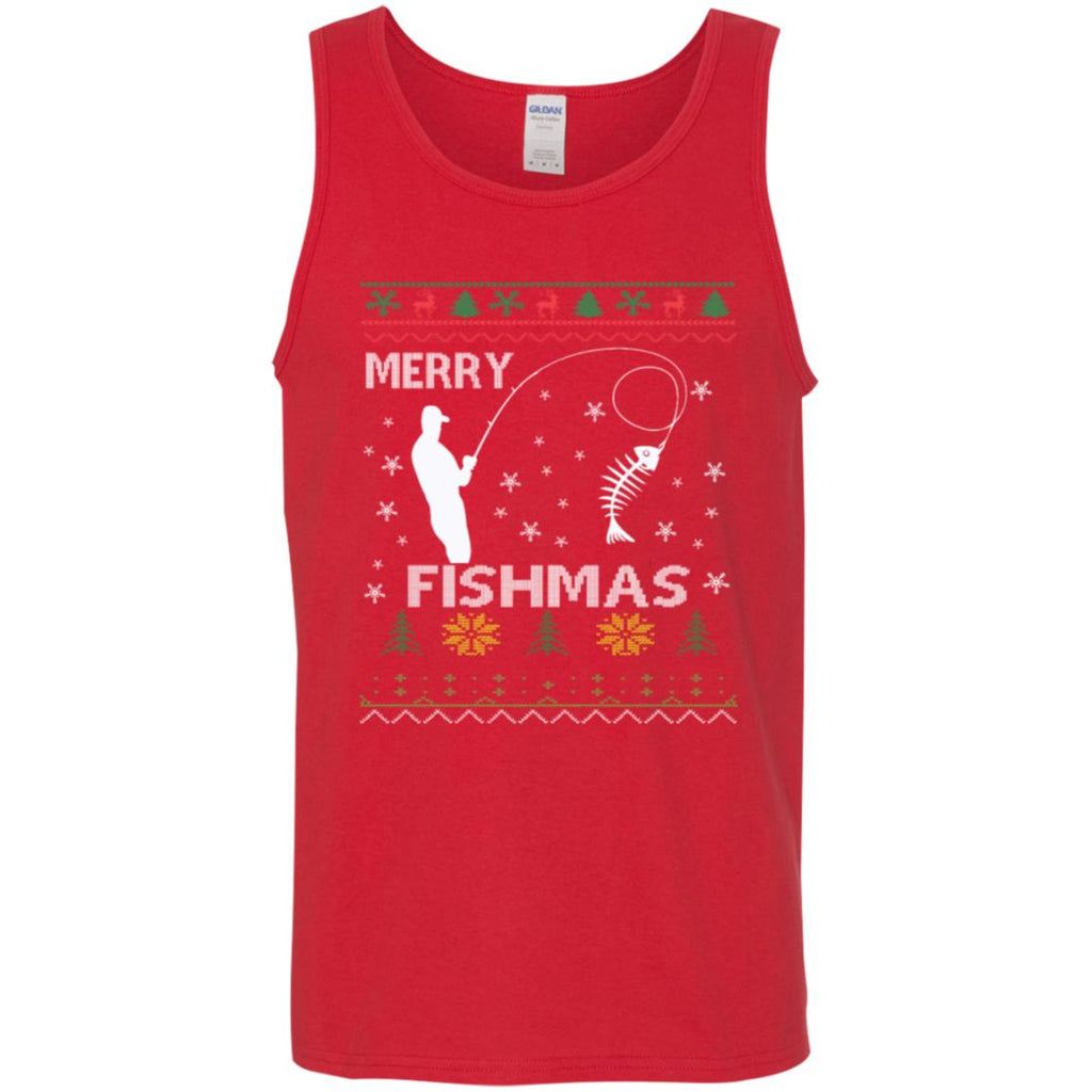 Merry Fishmas Ugly Christmas Men Tank Top