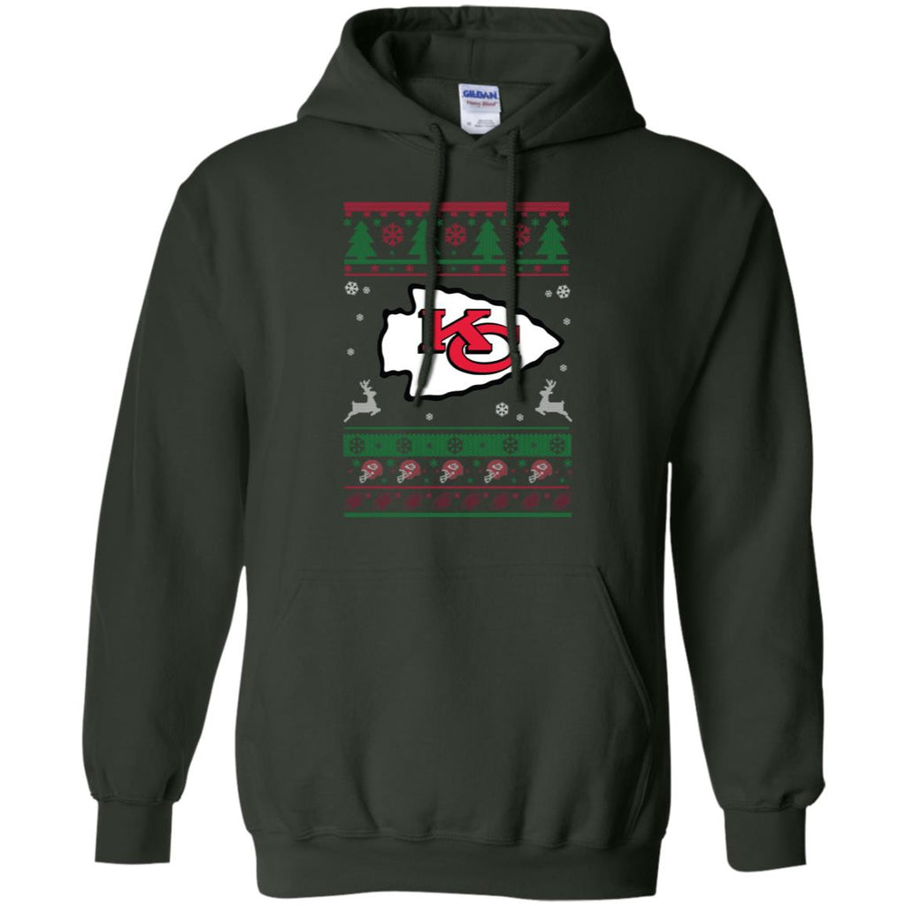 Kansas City Chiefs Logo Football Teams Ugly Christmas Sweater Men Pullover Hoodie