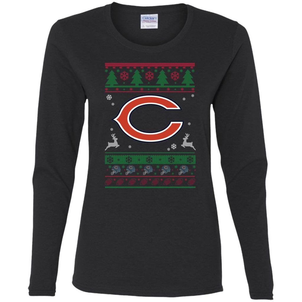 Chicago Bears Logo Football Teams Ugly Christmas Sweater Women Long Sleeve Shirt