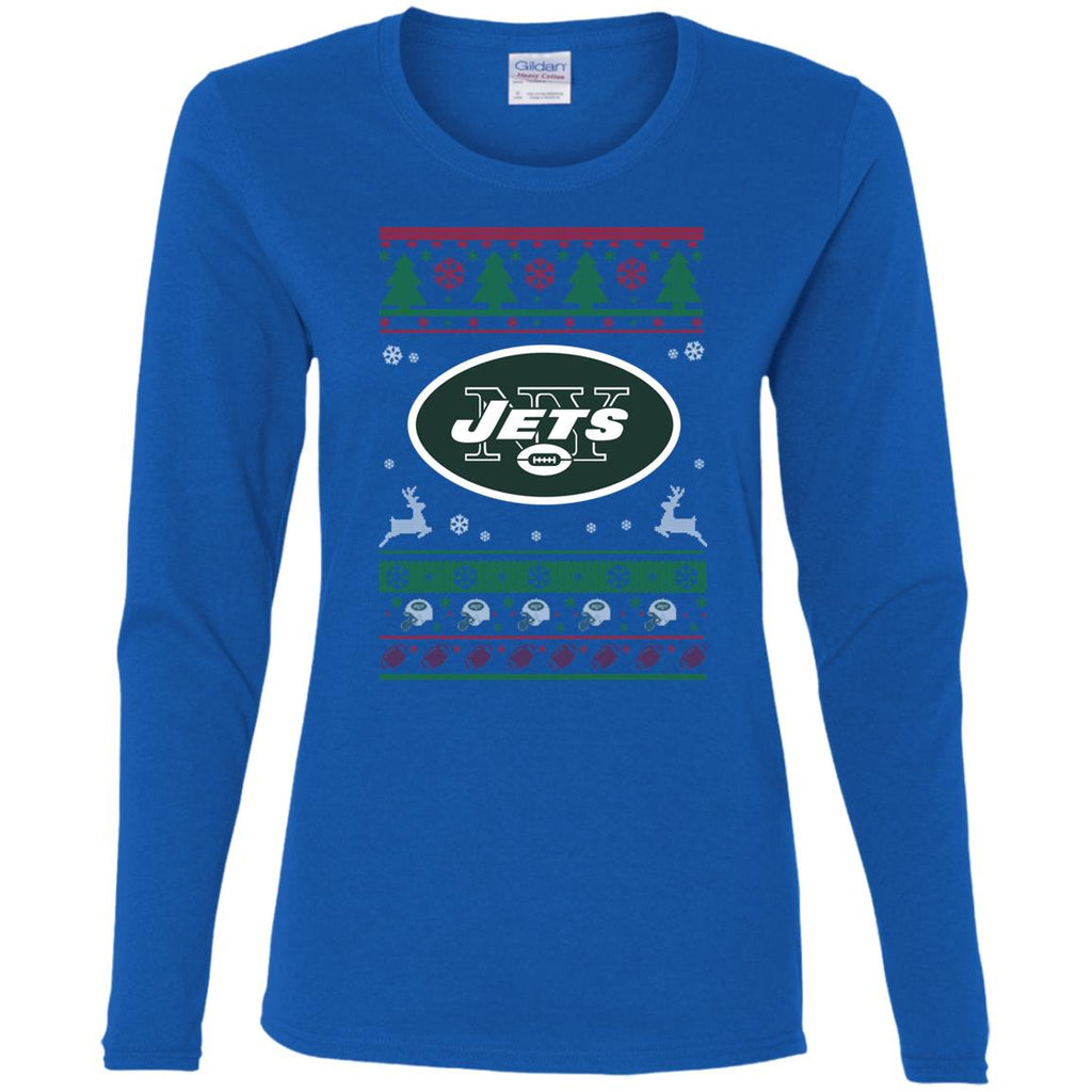 New York Jets Logo Football Teams Ugly Christmas Sweater Women Long Sleeve Shirt