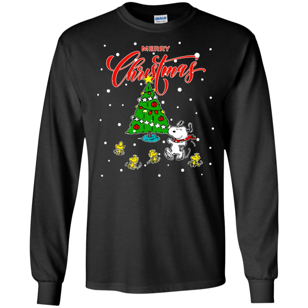 Peanuts-snoopy Christmas Tree Men Long SLeeve Shirt
