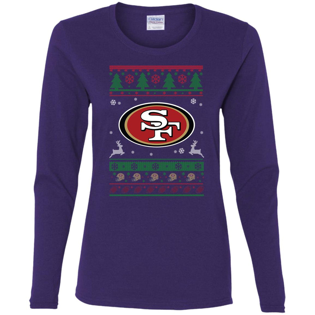San Francisco 49ers Logo Football Teams Ugly Christmas Sweater Women Long Sleeve Shirt